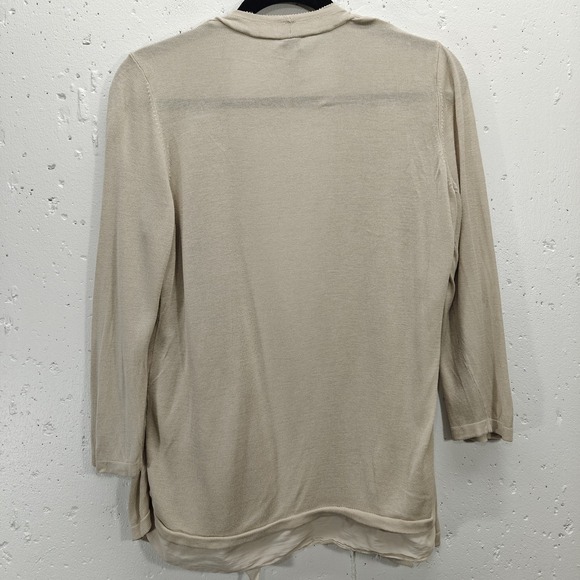 Chicos Womens Size 1‎ (Medium) Cardigan Beige Silk Blend Open Front - Picture 7 of 7